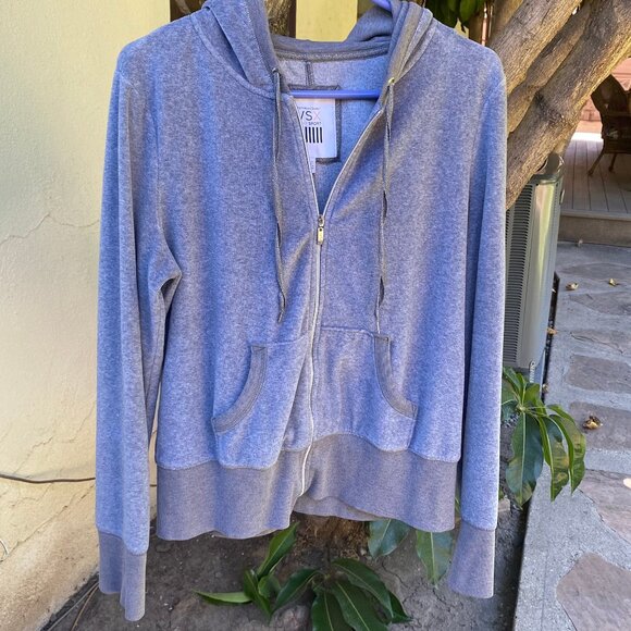 Victoria's Secret VSX Sexy Sport Gray Velour Zip Up Hooded Jacket Size Large - Picture 1 of 5
